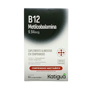 Vitamina B12 Mastigável Metilcobalamina Dose Máxima Katiguá 60 comprimidos