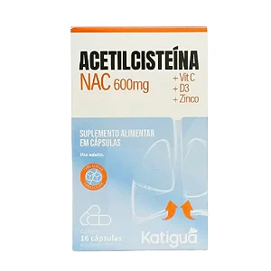 Acetilcisteína NAC Katiguá 600mg 16 cápsulas