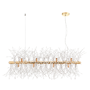 Luminária Pendente Mensae - Dourado - 12*G9 - Cristal Dourado - 90cm - Astraled