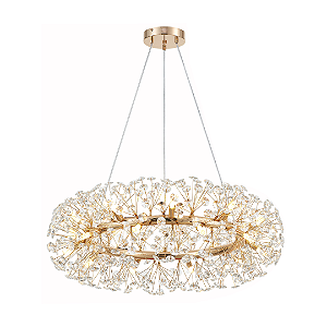 Luminária Pendente Buna - Dourado - 20*G9 - Cristal Dourado - 80cm - Astraled