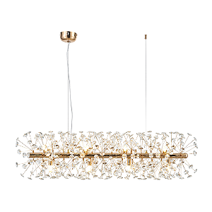 Luminária Pendente Buna - Dourado - Retangular - 12*G9 - Cristal Dourado - 40cm - Astraled