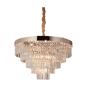Luminária Pendente Sable Metal e Cristal - 15*E14 - 60cm - Astraled