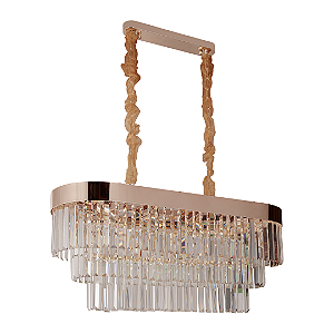 Luminária Pendente Sable Retangular Cristal - 12*E14 - 80cm - Astraled