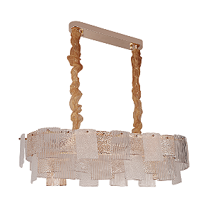 Luminária Pendente Flara Metal Cristal - Retangular - 8*E14 - (L)80cm - Astraled