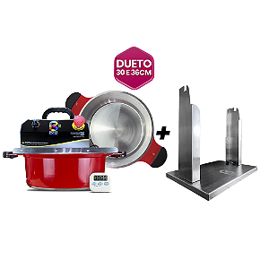 COMBO PANELA MISTURADORA DUETO 30 E 36CM + SUPORTE VIRADOR