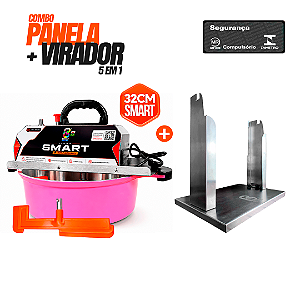 COMBO PANELA MISTURADORA SMART 32CM + SUPORTE VIRADOR 5 EM 1