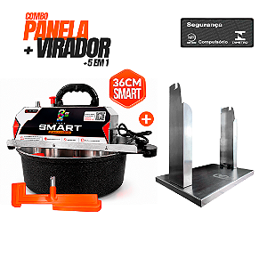 COMBO PANELA MISTURADORA SMART 36CM + SUPORTE VIRADOR 5 EM 1