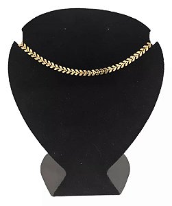 Gargantilha Choker Folheada A Ouro Escama de peixe Design Premuim