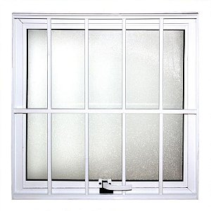 Janela de Alumínio Branco Vitro Maxim Ar Vidro Mini-Boreal Com Grade 60 X 60 - Komorek