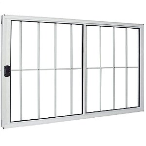 Janela Vitro 2 Folhas Alumínio Branco Modular com Grade