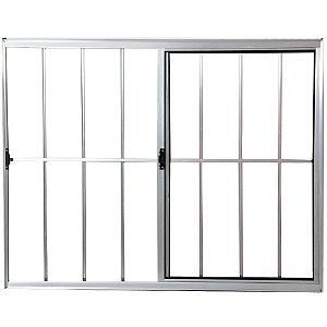 Janela Vitro 2 Folhas Alumínio Brilhante Modular com Grade