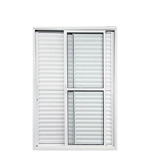 Porta De Alumínio de Correr Balcão 3 Folhas Branca Linha 25 Com Fechadura