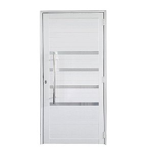 Porta Lambril de Alumínio Branco com Puxador e Friso Linha Roma