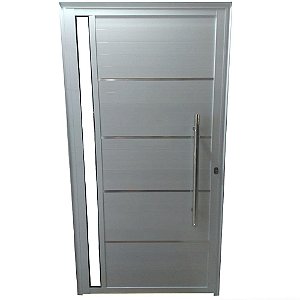 Porta Lambril de Alumínio Branco com Puxador, Friso e Vidro