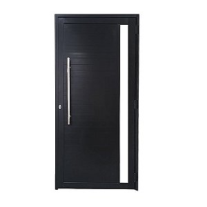 Porta Lambril de Alumínio Preto com Puxador e Vidro Linha Roma