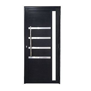 Porta Lambril de Alumínio Preto com Puxador, Friso e Vidro Linha Roma