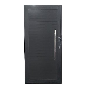 Porta Pivotante de Alumínio Preto Com Puxador com Fechadura Digital Linha Roma