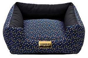 Cama Quadrada para Cachorro ou Gato Luppet Luxo Azul Ossinho