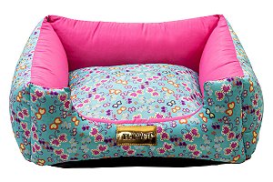 Cama Quadrada para Cachorro ou Gato Luppet Luxo Rosa Borboleta