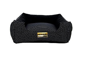 Cama Quadrada para Cachorro ou Gato Luppet Luxo Preto Poa