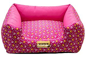 Cama Quadrada para Cachorro ou Gato Luppet Luxo Rosa Ossinho
