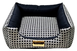 Cama Quadrada para Cachorro ou Gato Luppet Luxo Preto Vime