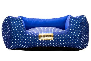 Cama Quadrada para Cachorro ou Gato Luppet Luxo Azul Poa
