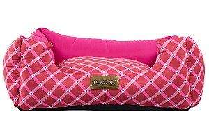 Cama Quadrada para Cachorro ou Gato Luppet Luxo Rosa Geométrico