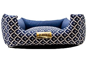 Cama Quadrada para Cachorro ou Gato Luppet Marinho Geométrico