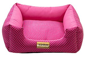 Cama Quadrada para Cachorro ou Gato  Luxo Rosa Poa