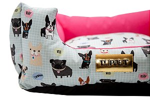 Cama para Cachorro Quadrada Impermeável Luppet Rosa Cachorrinho b2w