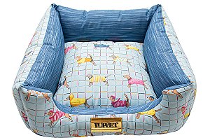 Cama para Cachorro Quadrada Impermeável Luppet Azul Pets