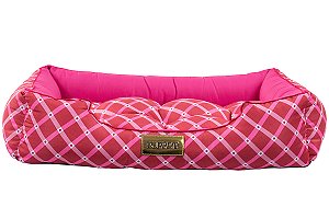 Cama Retangular Luxo Rosa Geométrico para Cachorro ou Gato