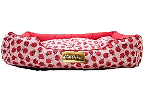 Cama Retangular Luxo Vermelho Joaninhas para Cachorro ou Gato