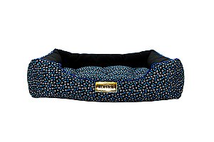 Cama Retangular para Cachorro ou Gato Luppet Luxo Preto Ossinhos