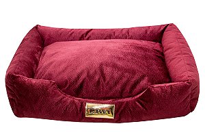 Cama Retangular Super Luxo  Cor Bordo para Cachorro ou Gato