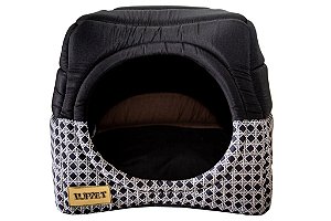 Cama Iglu e Toca Para Cachorro Luxo Preto Vime