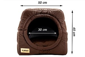 Cama Iglu e Toca Para Cachorro Luppet Marrom Super Luxo