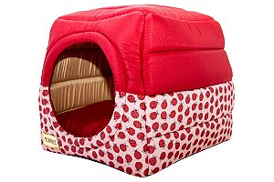 Cama Iglu e Toca Para Cachorro Luxo Vermelho Joaninha