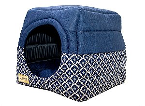 Cama Iglu e Toca Para Cachorro  Luxo Marinho Geométrico
