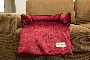 Manta cor Bordo para Sofá Luppet com encosto para Cachorro ou Gato
