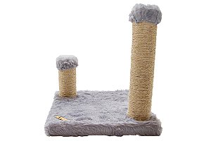 Brinquedo Arranhador Quadrado com Postes para Gatos Cinza