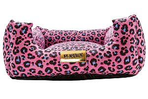 Cama Quadrada Impermeável Oncinha Pink para Cães e gatos