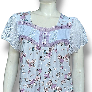 Camisola Isadora Adulto | manga curta Roupa de dormir Estampa bailarina Tira bordada