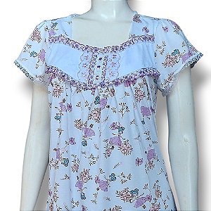 Camisola Isadora manga curta Roupa de dormir Estampa Bailarina tamanho P Adulto