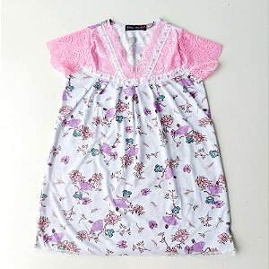 Camisola infantil Delicada Estampa Bailarina Renda na cor Rosa