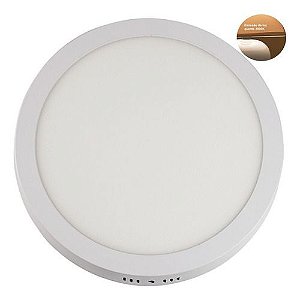 Painel Led Luminária Sobrepor Redondo 1350 Lúmens 3000K Branco Quente 18W Bivolt  22Cm Branco Ledbee