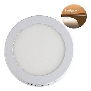 Plafon Painel Sobrepor 12W Rerdondo Branco Quente 3000K Se0433