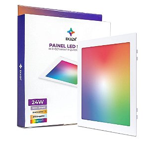 Painel Led Smart Embutir Quadrado RGBW 24W Bivolt 30X30 Branco Ekaza