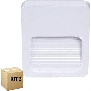Kit 2X Balizador Sobrepor Wall Confort Externo Led 2W 3000K Bivolt Branco Llum Bronzearte